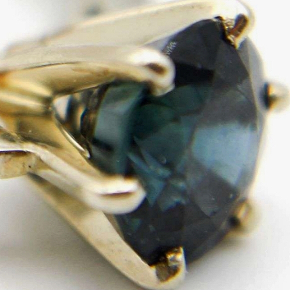 Antique 14 KT White Gold Sapphire Ring with Diamond Baguettes - Size 6 (Tested) - Picture 3 of 7